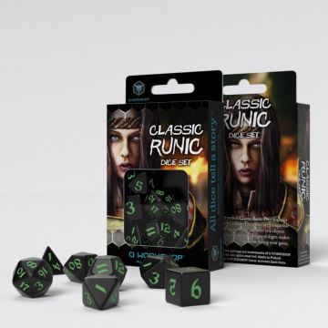 Classic Runic Dice Set - Black & Green
