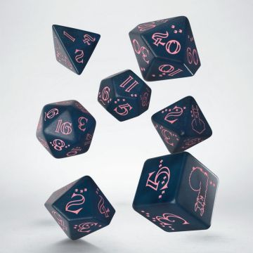 Sparkling Llama Dice Set - Glittering Dark Blue & Pink