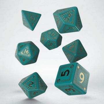 RuneQuest Dice Set - Turquoise & Gold