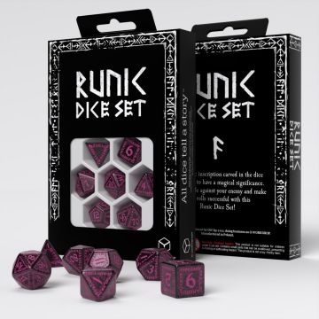 Runic Dice Set: Shimmering Black with Magenta