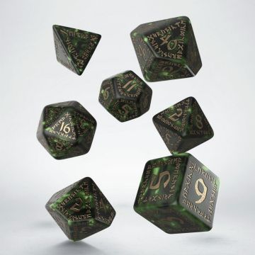 Runic Dice Set - Bottle-Green & Gold
