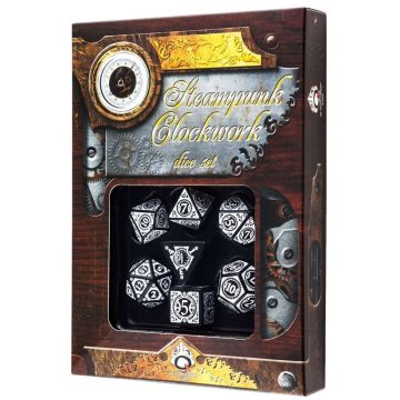 Steampunk Clockwork Dice Set - Black & White
