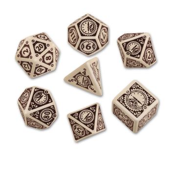 Steampunk Clockwork Dice Set - Beige & Brown
