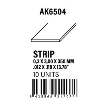 Strips 0.30 x 3.00 x 350mm - Styrene Strip
