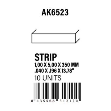 Strips 1.00 x 5.00 x 350mm - Styrene Strip