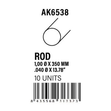 Rod 1.00 diameter x 350mm - Styrene Strip