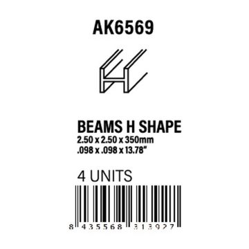 Beams H Shape 2.5 X 2.5 X 350 Mm X 4 Units Styrene