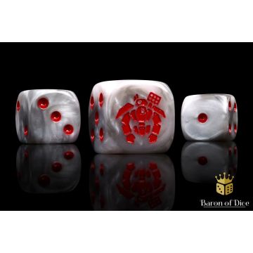 Crisis Robot White Dice Set (Round) - Baron of Dice