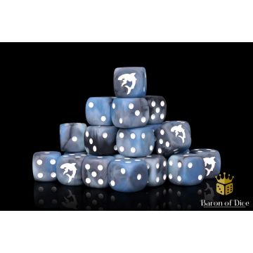 Carcharodon Great White Shark Void Grey Dice Set (Round) - Baron of Dice