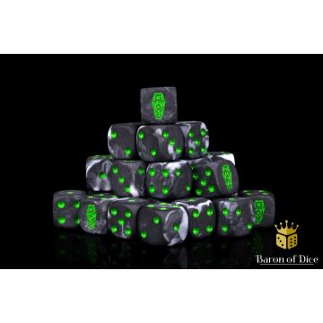 Day of the Dead Green Coffin Dice Set (Round) - Baron of Dice