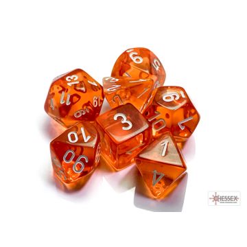 Orange / White: Translucent Polyhedral Dice Set - Chessex