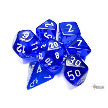 Blue / White: Translucent Polyhedral Dice Set - Chessex