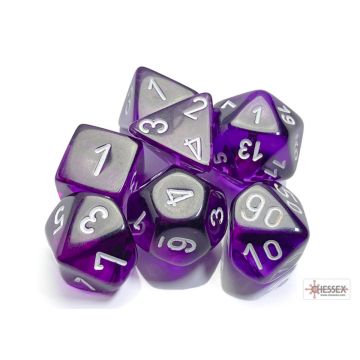 Purple / White: Translucent Polyhedral Dice Set - Chessex
