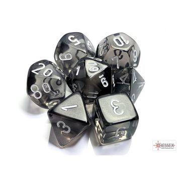 Smoke / White: Translucent Polyhedral Dice Set - Chessex