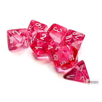 Pink / White: Translucent Polyhedral Dice Set - Chessex