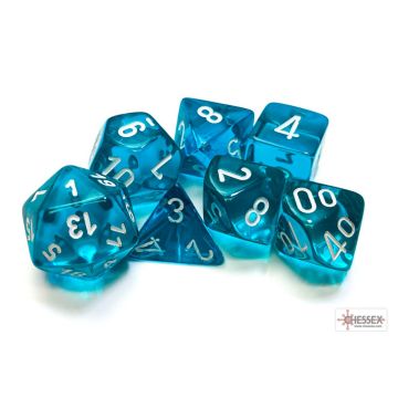 Teal / White: Translucent Polyhedral Dice Set - Chessex