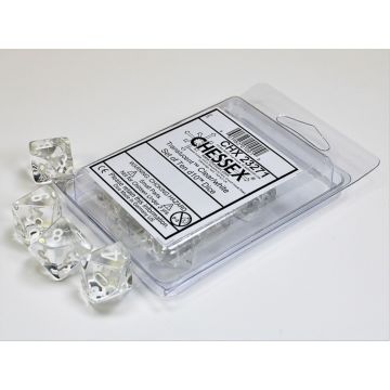 Clear / White: Translucent Set of Ten d10s - Chessex