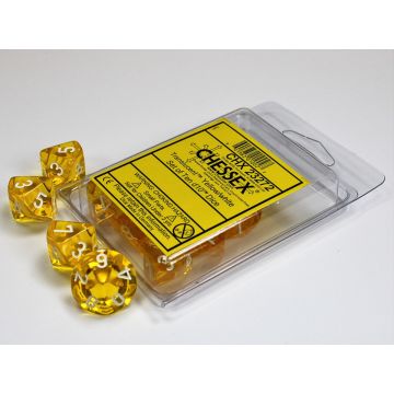 Yellow / White: Translucent Set of Ten d10s - Chessex
