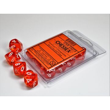 Orange / White: Translucent Set of Ten d10s - Chessex