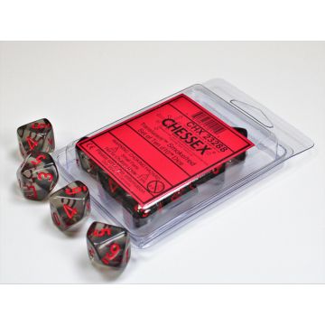 Smoke / Red: Translucent Set of Ten d10s - Chessex