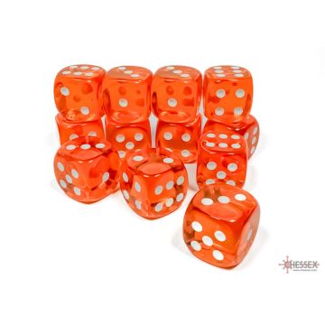 Orange / White: Translucent 16mm d6 Dice Block - Chessex