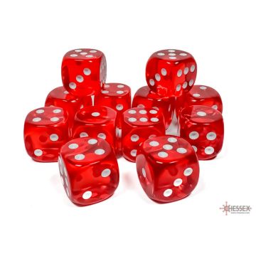 Red / White: Translucent 16mm d6 Dice Block - Chessex