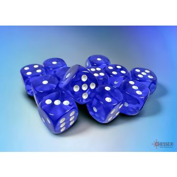 Blue / White: Translucent 16mm d6 Dice Block - Chessex
