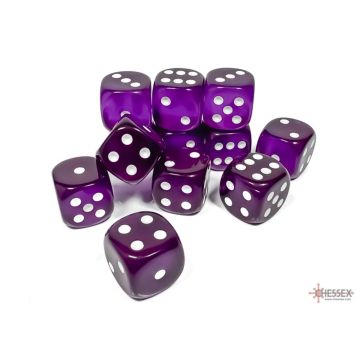 Purple / White: Translucent 16mm d6 Dice Block - Chessex
