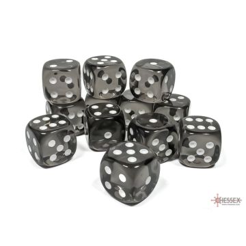 Smoke / White: Translucent 16mm d6 Dice Block - Chessex