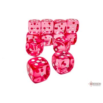 Pink / White: Translucent 16mm d6 Dice Block - Chessex