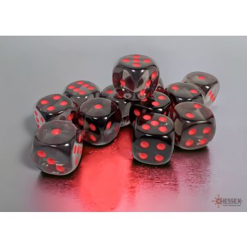 Smoke / Red: Translucent 16mm d6 Dice Block - Chessex