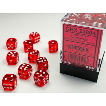 Red / White: Translucent 12mm d6 Dice Block - Chessex