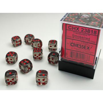 Smoke / Red: Translucent 12mm d6 Dice Block - Chessex
