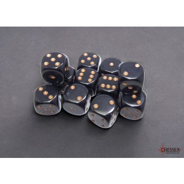 Black / Gold: Opaque 16mm d6 Dice Block - Chessex