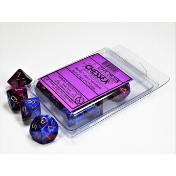 Blue & Purple / Gold: Gemini Set of Ten d10s - Chessex