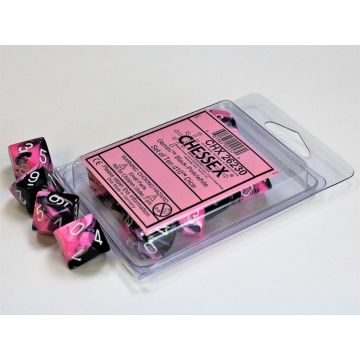 Black & Pink / White: Gemini Set of Ten d10s - Chessex