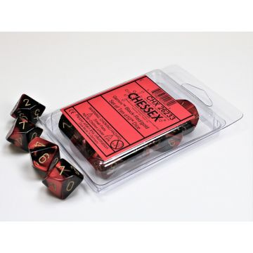 Black & Red / Gold: Gemini Set of Ten d10s - Chessex