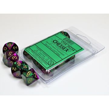 Green & Purple / Gold: Gemini Set of Ten d10s - Chessex