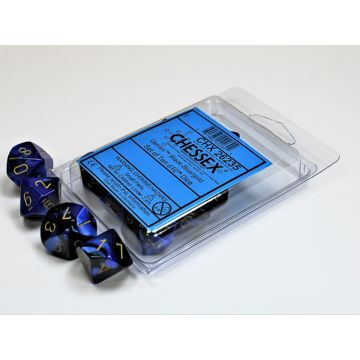 Black & Blue / Gold: Gemini Set of Ten d10s - Chessex