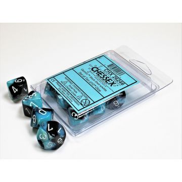 Black & Shell / White: Gemini Set of Ten d10s - Chessex