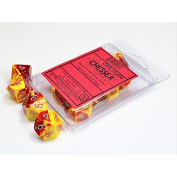 Red / Yellow & Silver: Gemini Set of Ten d10s - Chessex
