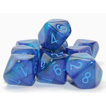 Blue & Blue / Light Blue Luminary: Gemini Set of Ten d10s - Chessex