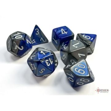 Blue / Steel: Gemini Polyhedral Dice Set - Chessex