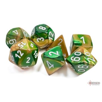 Gold / Green: Gemini Polyhedral Dice Set - Chessex