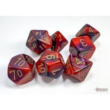 Purple / Red: Gemini Polyhedral Dice Set - Chessex