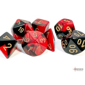 Black / Red & Gold: Gemini Polyhedral Dice Set - Chessex