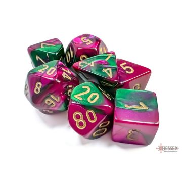 Green / Purple & Gold: Gemini Polyhedral Dice Set - Chessex