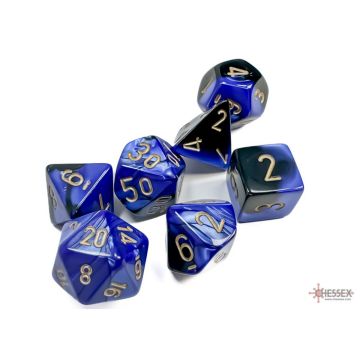 Black / Blue & Gold: Gemini Polyhedral Dice Set - Chessex