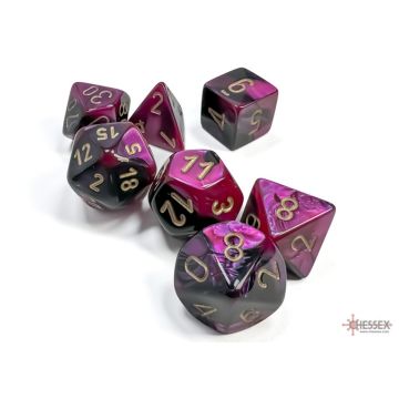 Black / Purple & Gold: Gemini Polyhedral Dice Set - Chessex