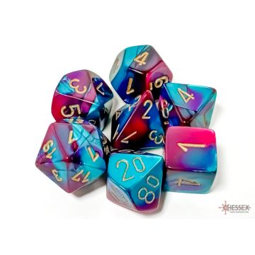 Purple / Teal & Gold: Gemini Polyhedral Dice Set - Chessex